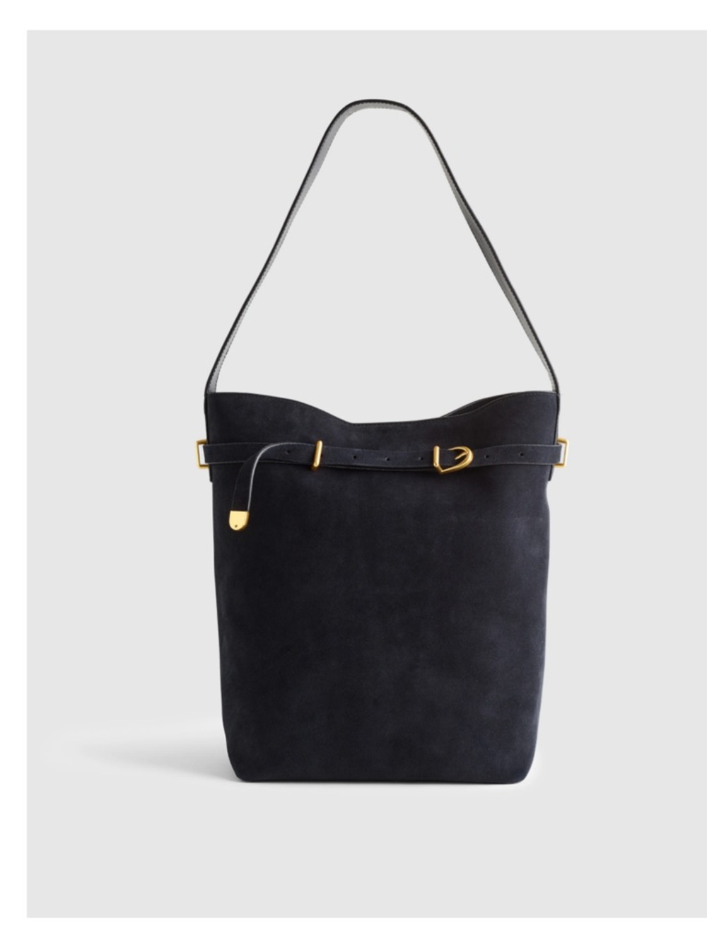 Madewell the Essential Belted Bucket Tote in Juniper Berry Suede
